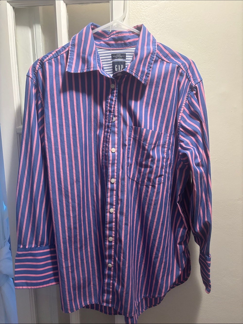 GAP Blue and Pink Striped Button-Down Shirt
